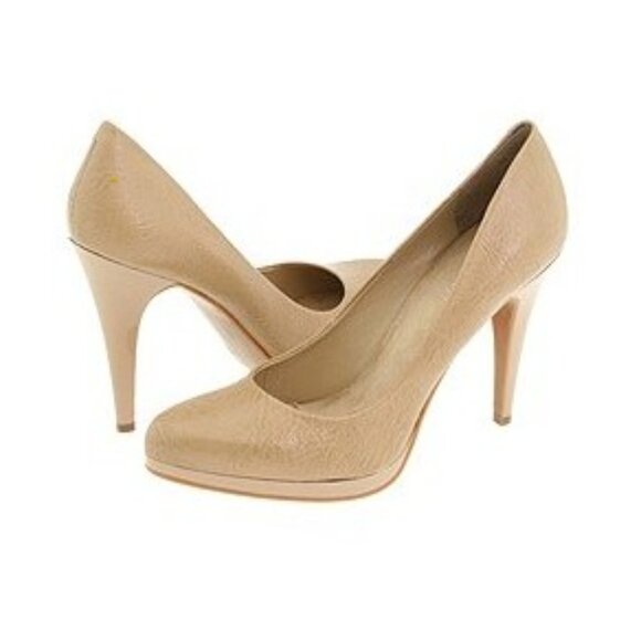 NINE WEST Rocha Tan Nude Heel Pumps 8.5 Round Toe - Picture 1 of 7